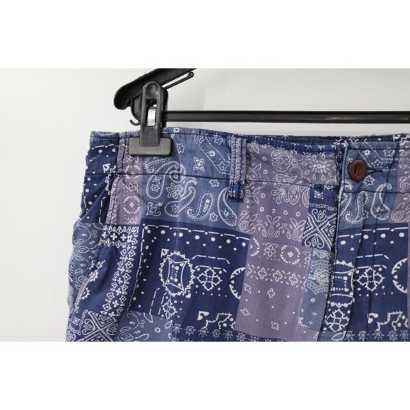 LUCKY BRAND Shorts Mens 34 W36 Bandana Flat Front 7" Lightweight chino pockets - Picture 3 of 13